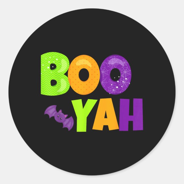 Sticker Rond Boo-Yah drôle d'Halloween (Devant)