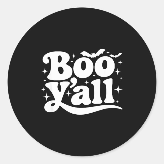 Sticker Rond Boo Y'all Southern Retro Halloween Quote Saying Ba (Devant)