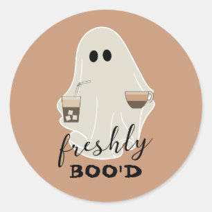 Sticker Rond Boo'd   Halloween Cute Ghost Brown