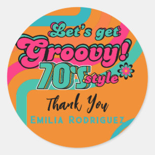 Sticker Rond Boogie d'anniversaire Retro Disco sur mesure 70's 