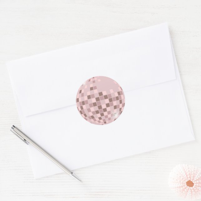 Sticker Rond Boogie disco rose (Enveloppe)
