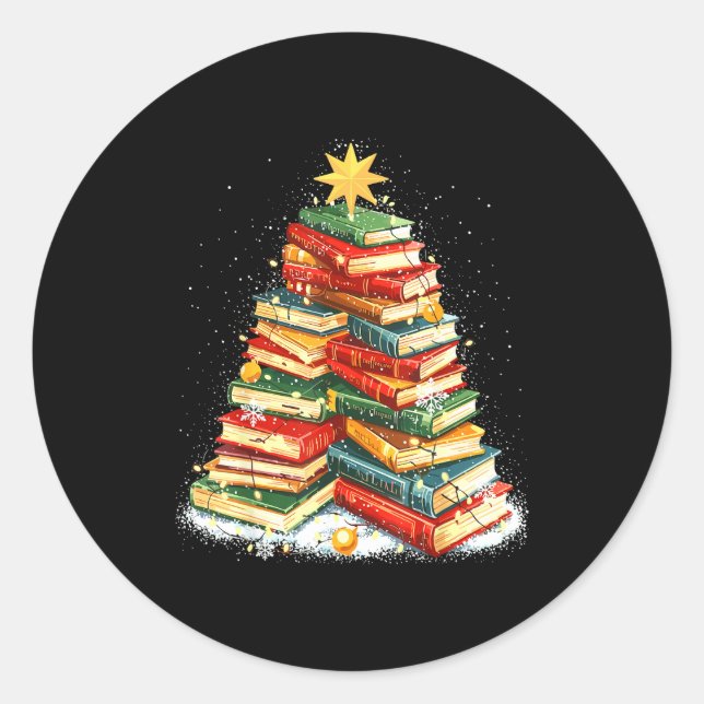 Sticker Rond Book Christmas Tree Reading  (Devant)