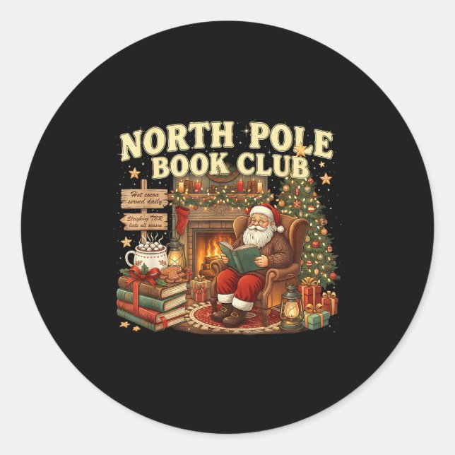 Sticker Rond Book Club Cozy Christmas Reading Gift  (Devant)