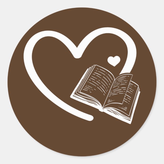 Sticker Rond Book Hearts Bookworm Book Reading Book Lover Book (Devant)