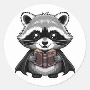 Sticker Rond Bookish Vampire Raccoon gothique