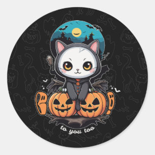 Sticker Rond Booko to You Too Bat chat mignonne ailes et Citr