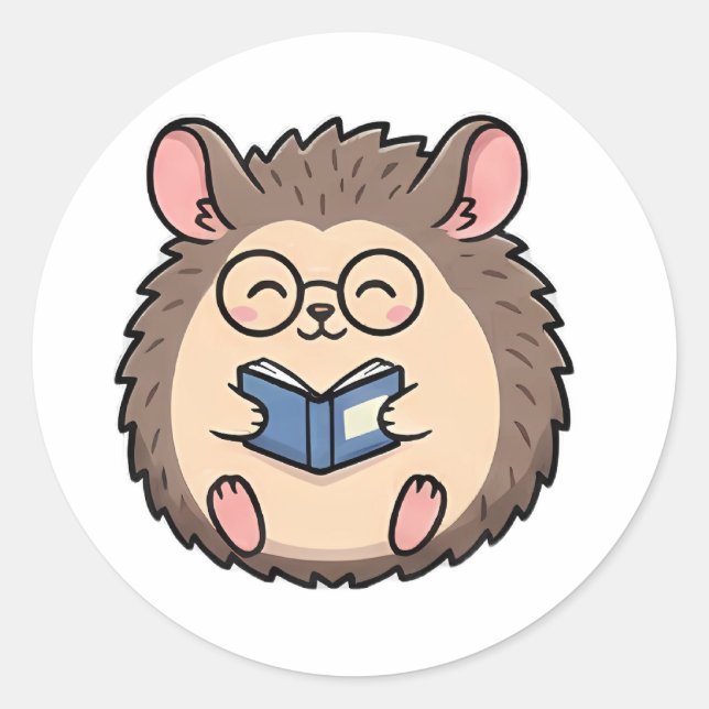 Sticker Rond Bookworm Hedgehog (Devant)