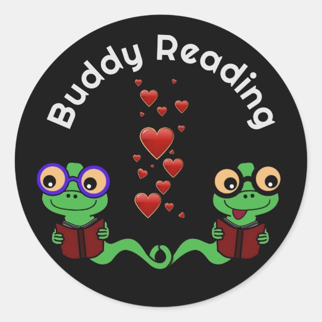 Sticker Rond Bookworms Buddy Lecture (Devant)