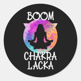 Sticker Rond Boom Chakra Lacka Prof de Yoga Drôle Yogi Méditati