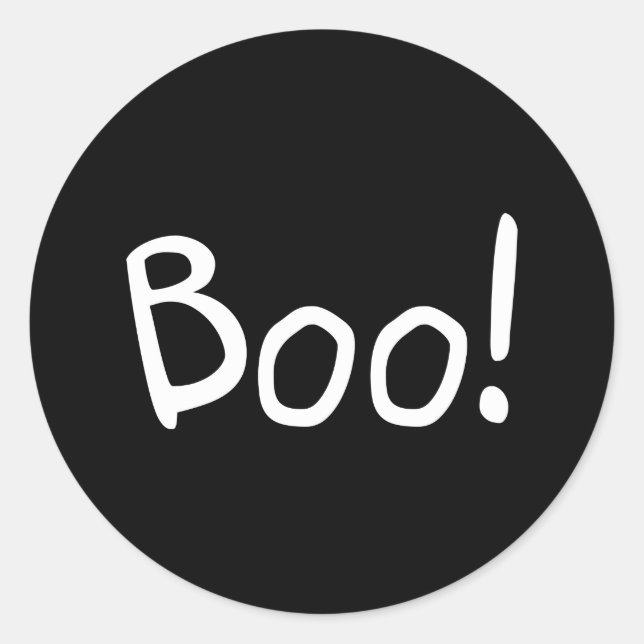 Sticker Rond Boom noir mignon typographie manuscrite Halloween (Devant)