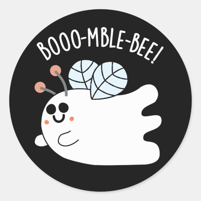 Sticker Rond Boomble Bee Funny Ghost Bee Pun Dark BG (Devant)