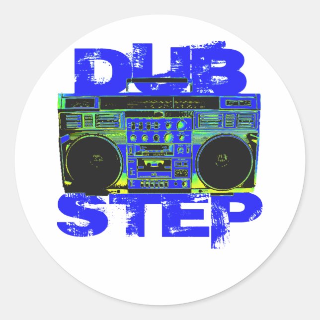 Sticker Rond Boombox bleu Dubstep (Devant)