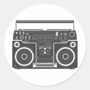 Sticker Rond Boombox des années 80
