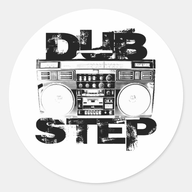 Sticker Rond Boombox Dubstep Noir (Devant)