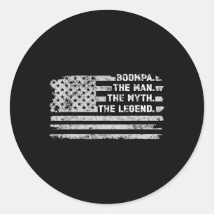 Sticker Rond Boompa The Man Myth Legend Fête des pères Vintage 
