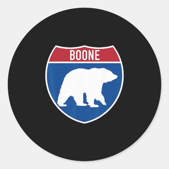 Sticker Rond Boone Caroline du Nord Nc Autoroute Interstate Rou (Devant)