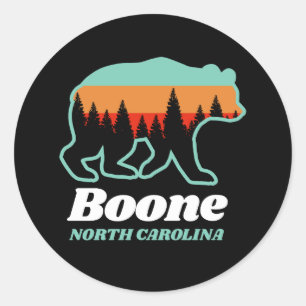 Sticker Rond Boone North Carolina Mountains Bear Retro