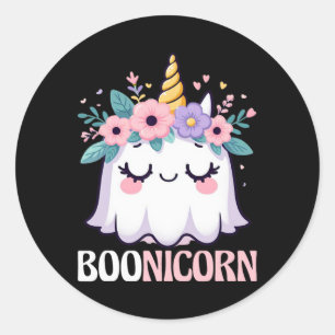 Sticker Rond Boonicorn Unicorn Ghost