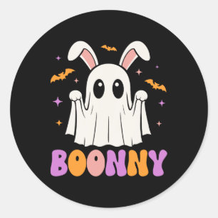 Sticker Rond Boonny mignonne Bunny Ghost Halloween Hommes Femme