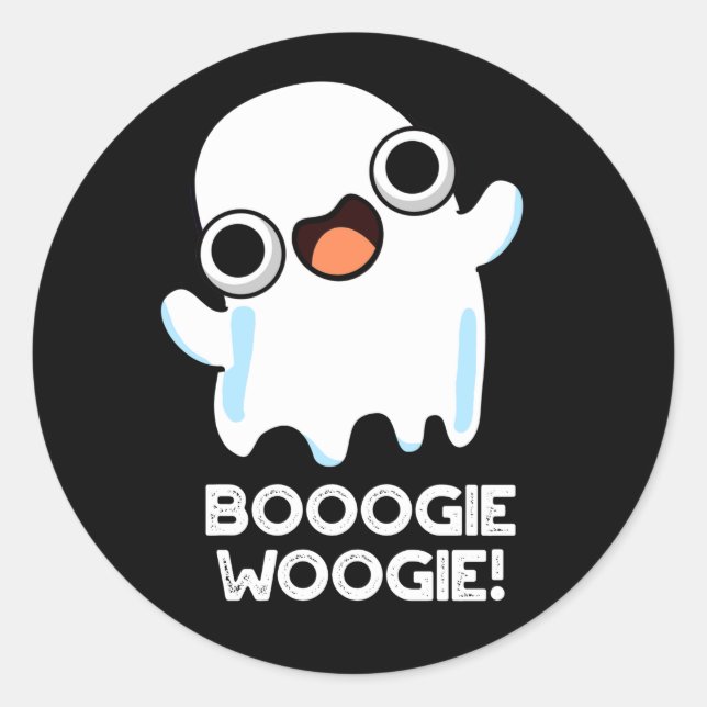 Sticker Rond Booogie Woogie Funny Musique Ghost Pun Dark BG (Devant)