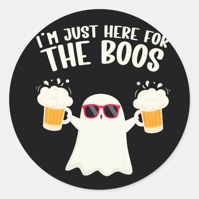 Sticker Rond Boos Beer Tipsy Ghost Adultes (Devant)