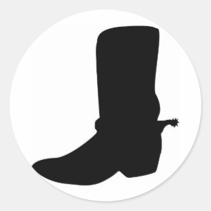 Sticker Rond Boot cowboy noir avec éperons