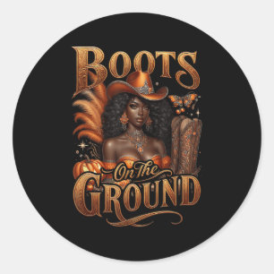 Sticker Rond Boot Occidental Halloween Bottes Cowgirl Sur Le Te