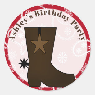 Sticker Rond Boot personnalisable Red Bandana Cowboy