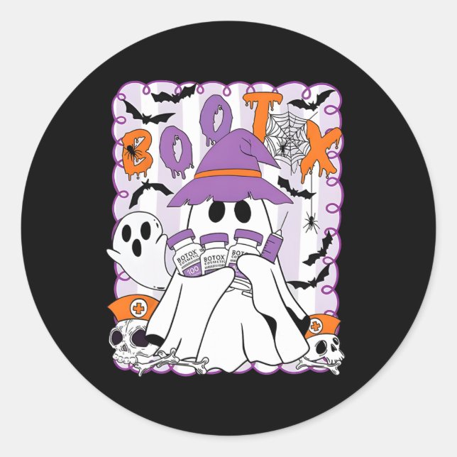 Sticker Rond Bootox Injector Infirmière Halloween Remplissage B (Devant)