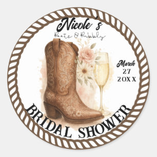 Sticker Rond Boots & Bubbly Country Western Boot Enterrement de