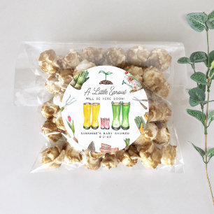 Sticker Rond Boots de pluie rose Little Sprout Baby shower de j