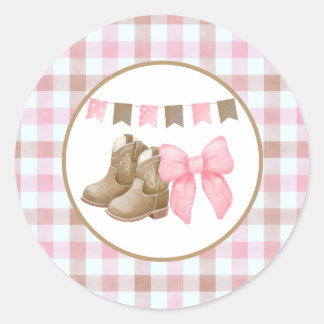 Sticker Rond Boots or Bows Gender Reveal Theme Paper Plates