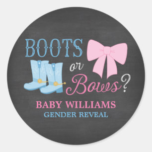 Sticker Rond Boots or Bows Genre Reveillez Baby shower de fête