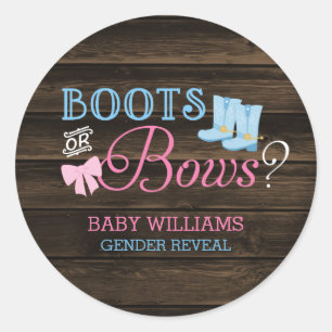 Sticker Rond Boots rustiques ou Bows Baby shower de révélation