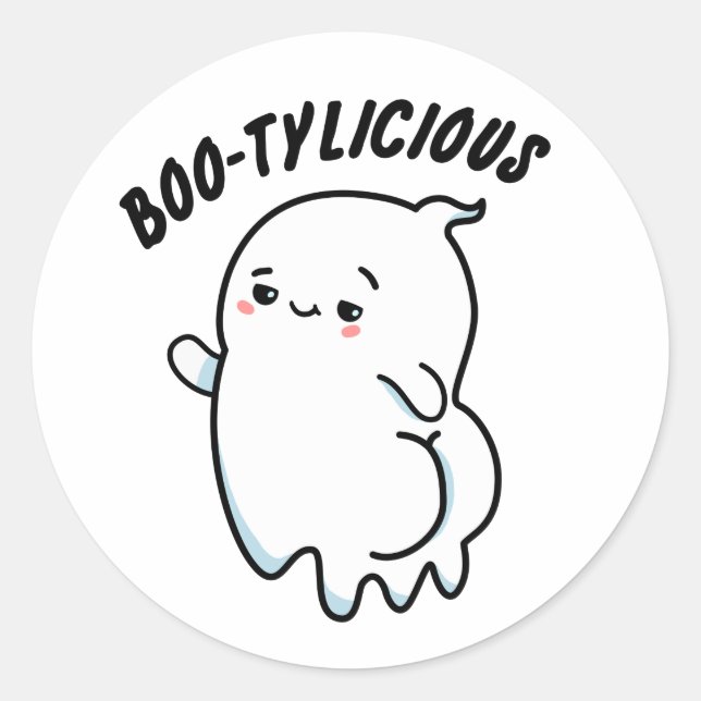 Sticker Rond Bootylicious Funny Ghost Pun (Devant)