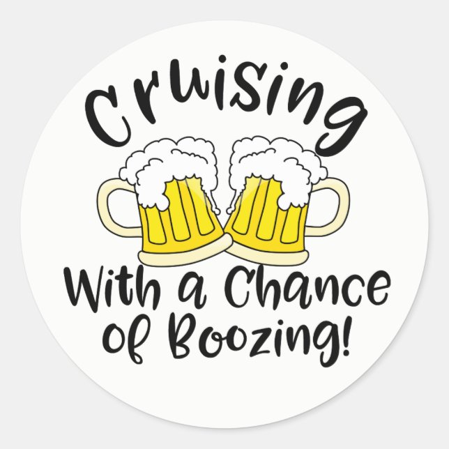 Sticker Rond Booze Cruise Funny Crusing Booze Party (Devant)