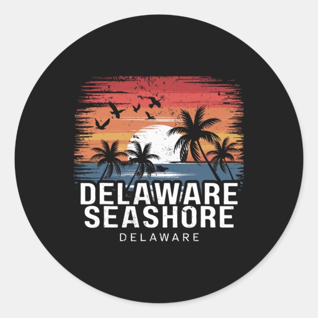 Sticker Rond Bord de mer du Delaware Surfing surfeur Delaware  (Devant)