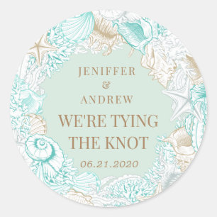 Sticker Rond bord de mer enregistrer la date monogramme