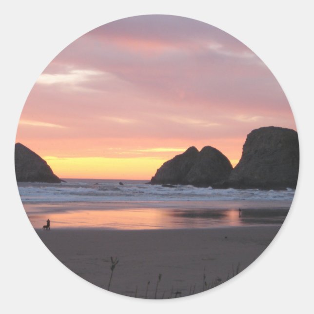 Sticker Rond Bord de mer, Oregon (Devant)