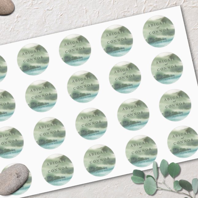 Sticker Rond Bord de mer Serenity Blue Green Cream (Créateur téléchargé)