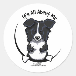 Sticker Rond Border collie son tout environ je