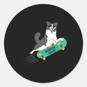 Sticker Rond Border Ollie Blagues drôles de jeux de mots Chien