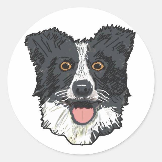 Sticker Rond Bordure Collie (Devant)