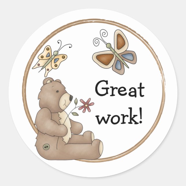 Sticker Rond Bordure de conception en peluche mignonne (Devant)