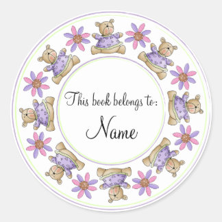 Sticker Rond Bordure de conception en peluche mignonne