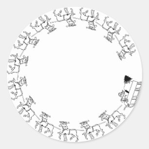Sticker Rond bordure de réveillon de Noël de renne de Père Noël