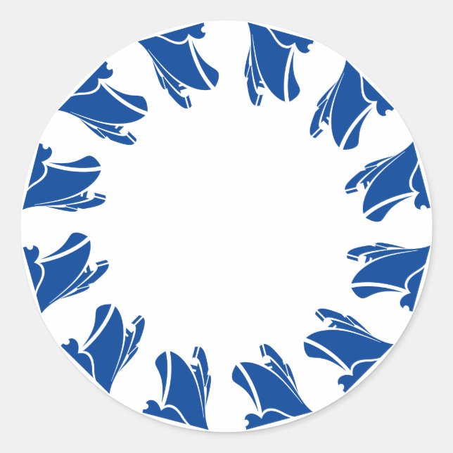 Sticker Rond Bordure des bateaux bleu marine blanc blanc (Devant)