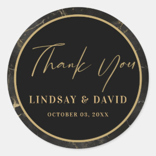 Sticker Rond Bordure dorée en marbre noir