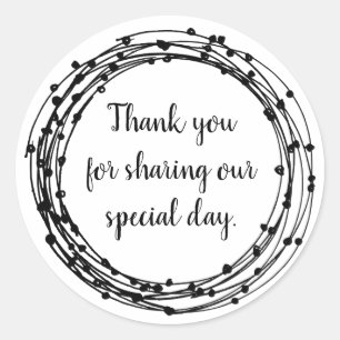 Sticker Rond Bordure florale ronde mariage personnalisé merci