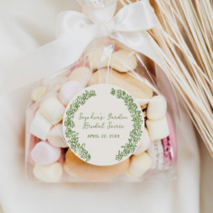 Sticker Rond Bordure florale verte dessinée à la main